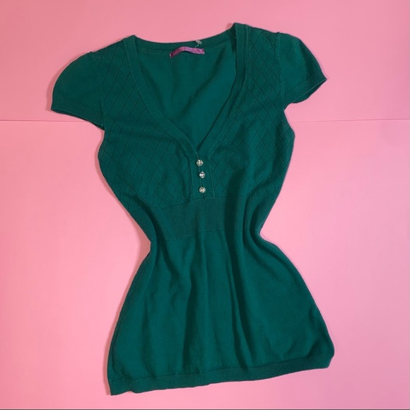 Y2K preppy-girl emerald top 💚 - Picture 1 of 3